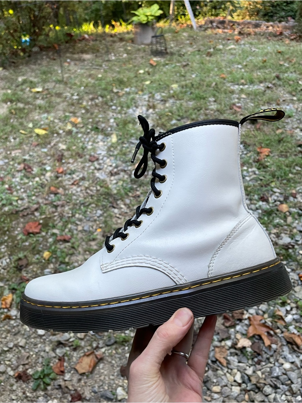 Dr Martens Zavala White Leather Lace Up Boots Size 8